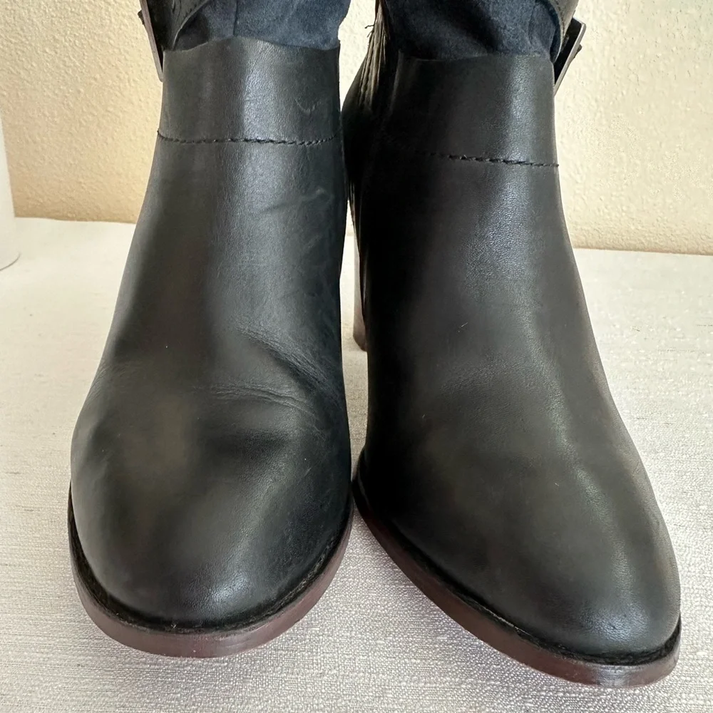 Clarks Kacia Garnet Navy Blue Suede/Leather Mid Height Heeled Boots Women’s 9M - Picture 5 of 11